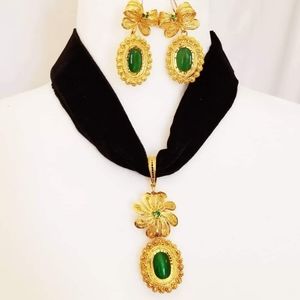 Mexican Filigree Earrings and Choker Pendant
